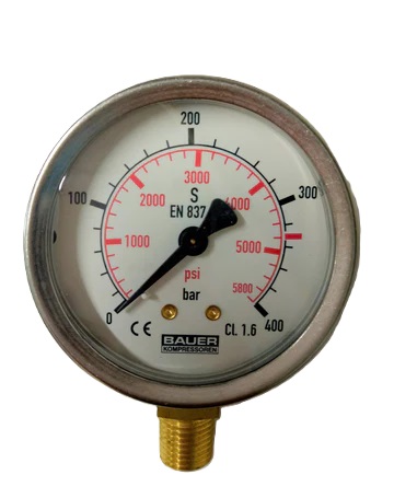 manometer, 63mm, 0-400bar